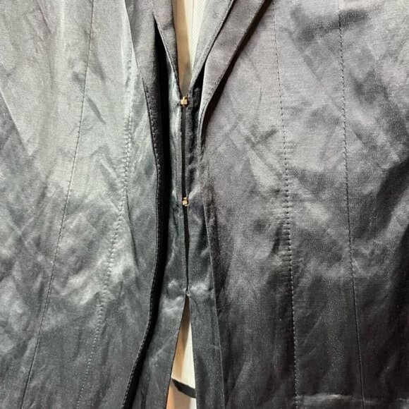 Apanage Women's Size 8 38 Vintage Satin Long Sleeve Blazer Suit Solid Black - Picture 2 of 16